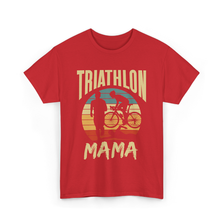 Mama Biker Triathlon Mom T-Shirt - Red