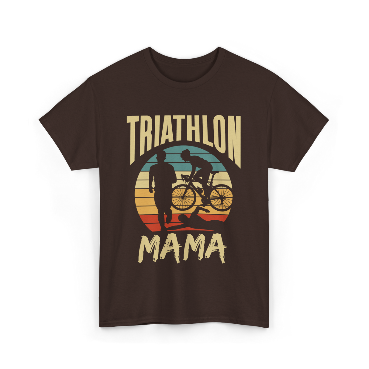 Mama Biker Triathlon Mom T-Shirt - Dark Chocolate