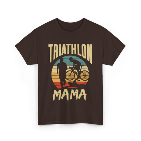 Mama Biker Triathlon Mom T-Shirt - Dark Chocolate