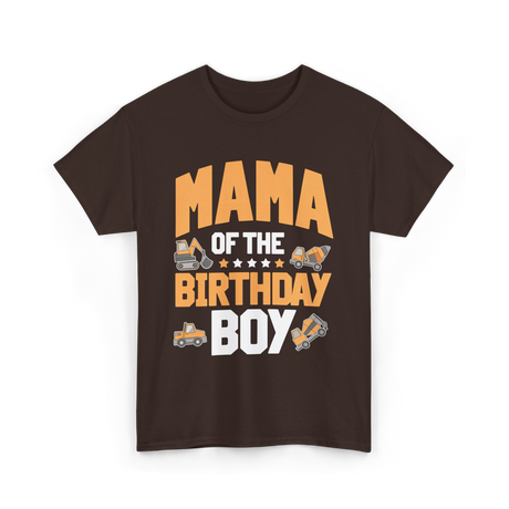 Mama of the Birthday Boy Construction T-Shirt - Dark Chocolate