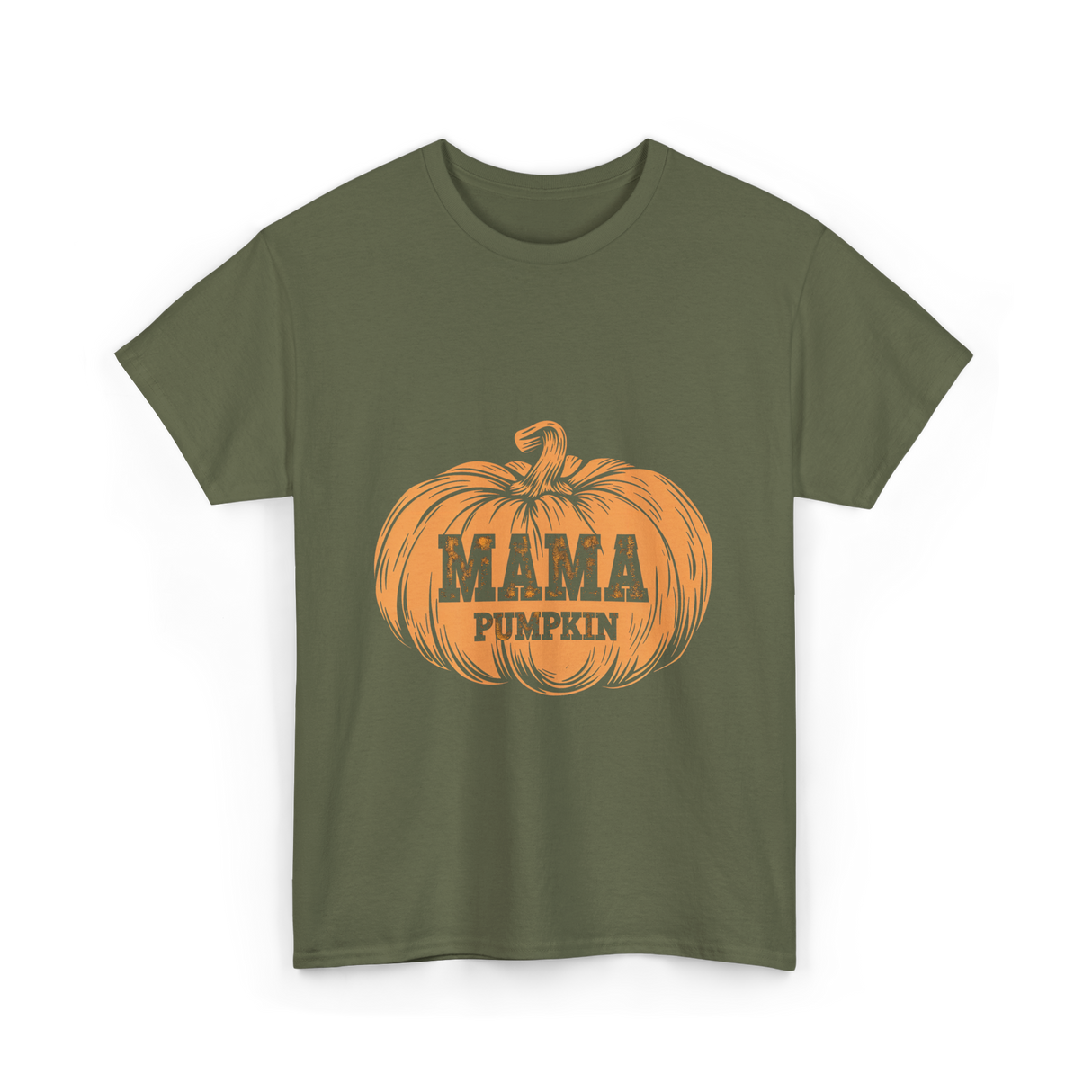 Mama Pumpkin Halloween Pumpkin T-Shirt - Military Green