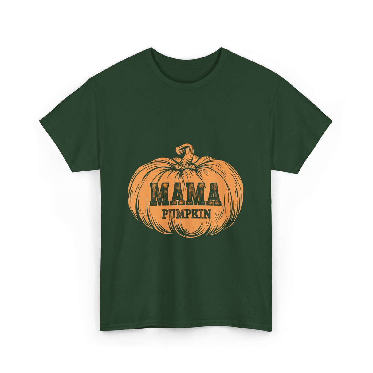 Mama Pumpkin Halloween Pumpkin T-Shirt - Forest Green