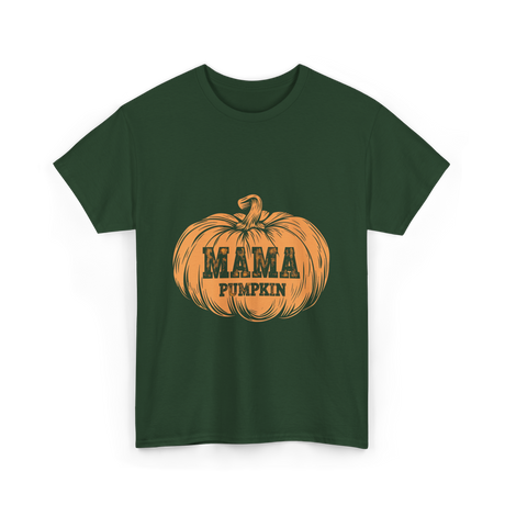 Mama Pumpkin Halloween Pumpkin T-Shirt - Forest Green