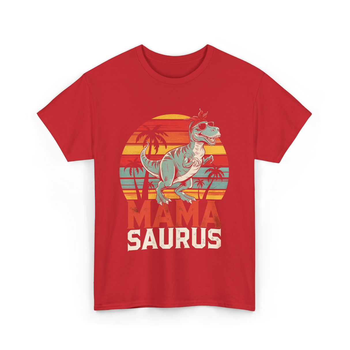 Mama Saurus Dinosaur T-Shirt - Red