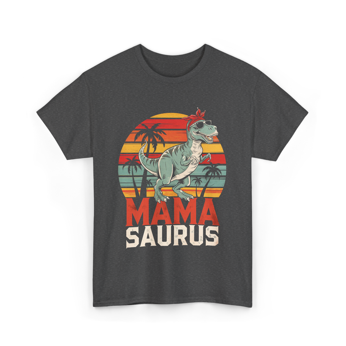 Mama Saurus Dinosaur T-Shirt - Dark Heather