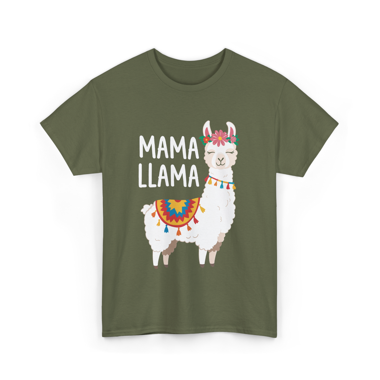 Mama Llama T-Shirt - Military Green