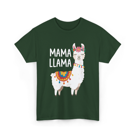 Mama Llama T-Shirt - Forest Green