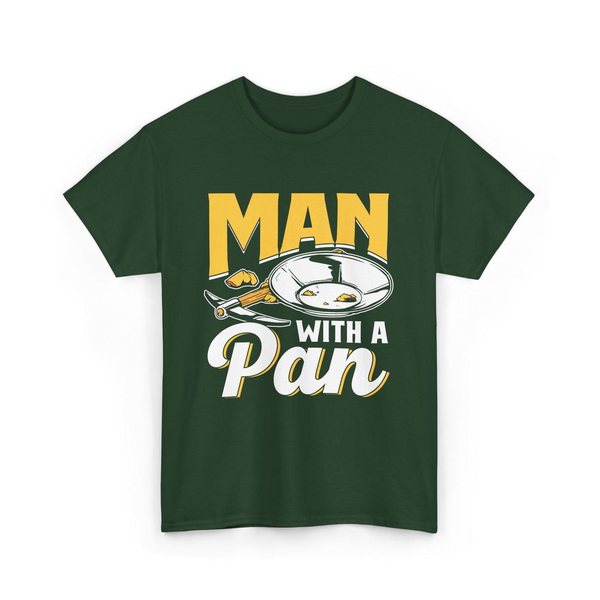 Man With A Pan Panning Hobby T-Shirt - Forest Green