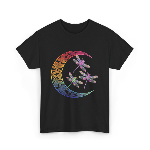 Mandala Dragonfly Moon Dragonflies T-Shirt - Black