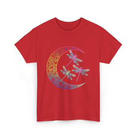 Mandala Dragonfly Moon Dragonflies T-Shirt - Red