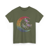 Mandala Dragonfly Moon Dragonflies T-Shirt - Military Green