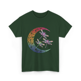 Mandala Dragonfly Moon Dragonflies T-Shirt - Forest Green