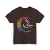 Mandala Dragonfly Moon Dragonflies T-Shirt - Dark Chocolate