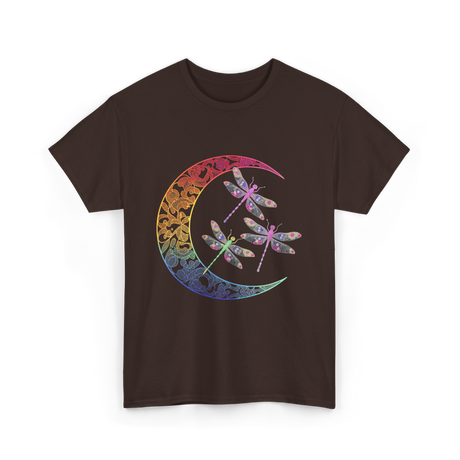 Mandala Dragonfly Moon Dragonflies T-Shirt - Dark Chocolate