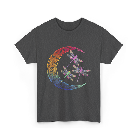 Mandala Dragonfly Moon Dragonflies T-Shirt - Dark Heather