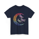 Mandala Dragonfly Moon Dragonflies T-Shirt - Navy