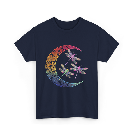 Mandala Dragonfly Moon Dragonflies T-Shirt - Navy