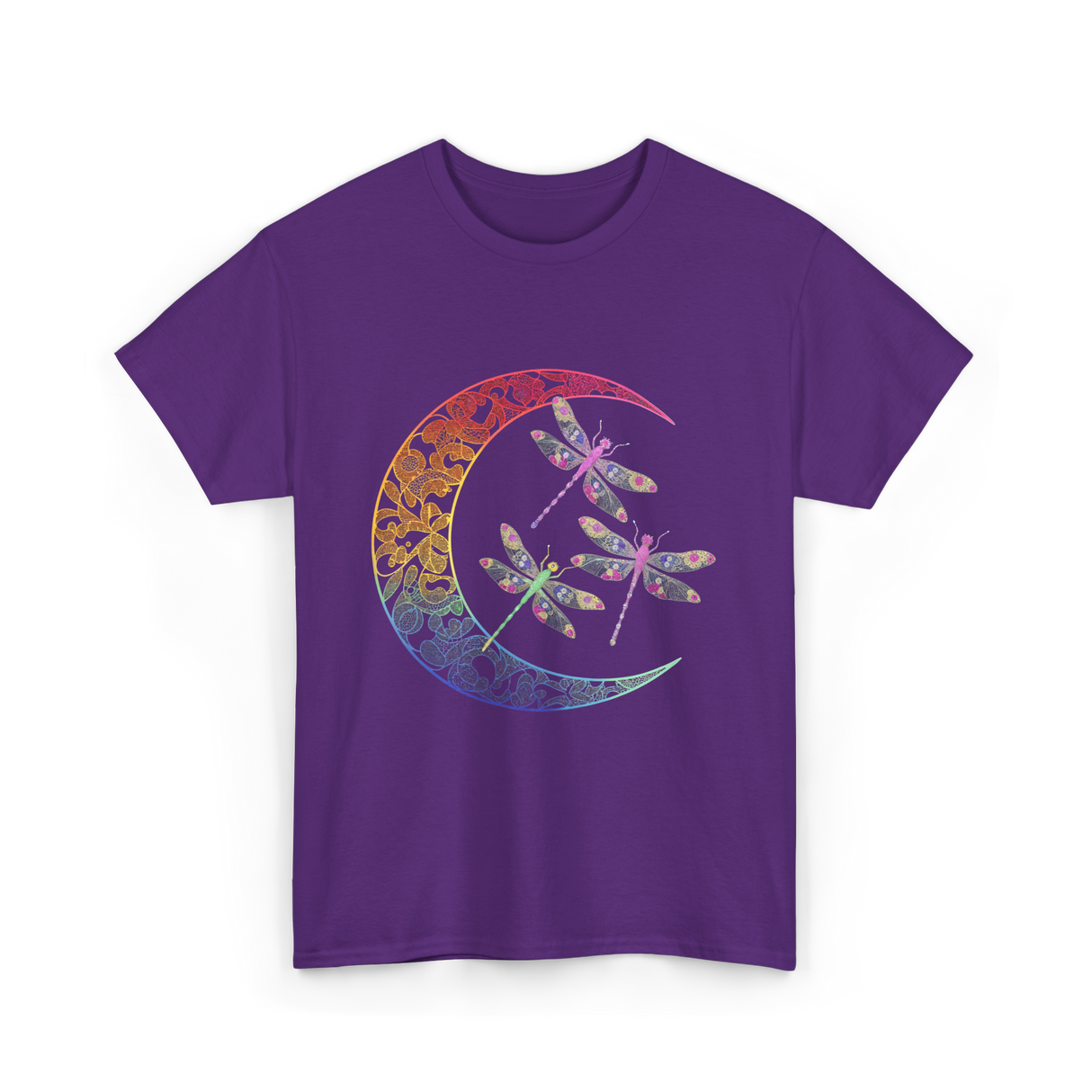 Mandala Dragonfly Moon Dragonflies T-Shirt - Purple