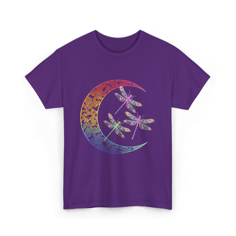 Mandala Dragonfly Moon Dragonflies T-Shirt - Purple