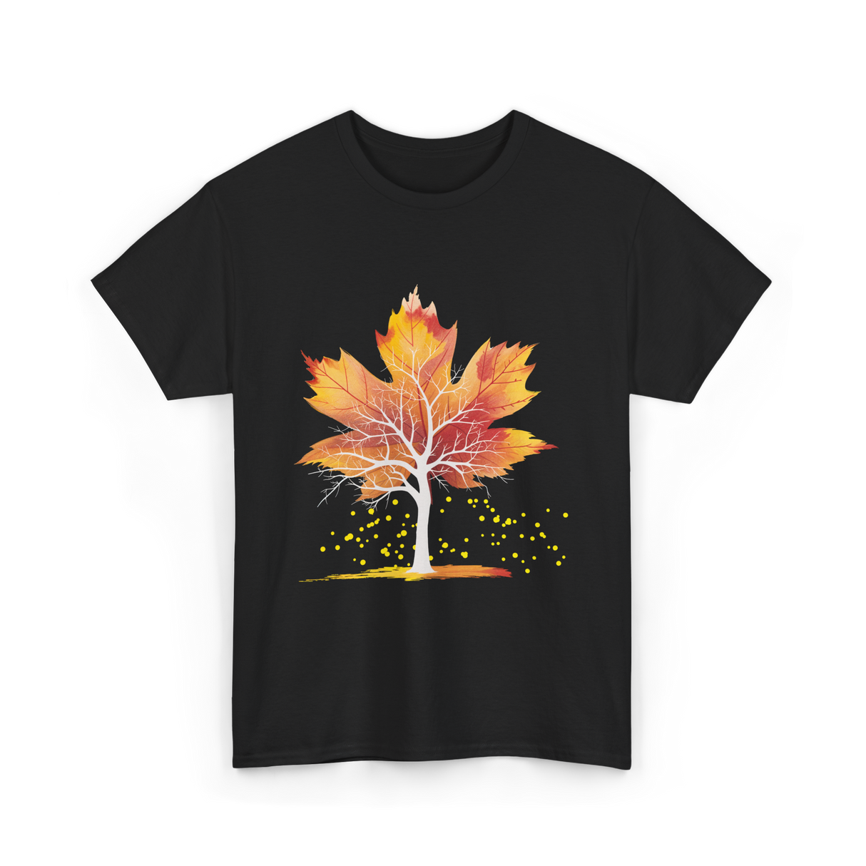 Maple Leaf Autumn Tree Fall T-Shirt - Black