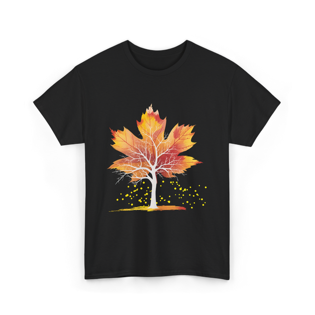 Maple Leaf Autumn Tree Fall T-Shirt - Black