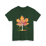 Maple Leaf Autumn Tree Fall T-Shirt - Forest Green