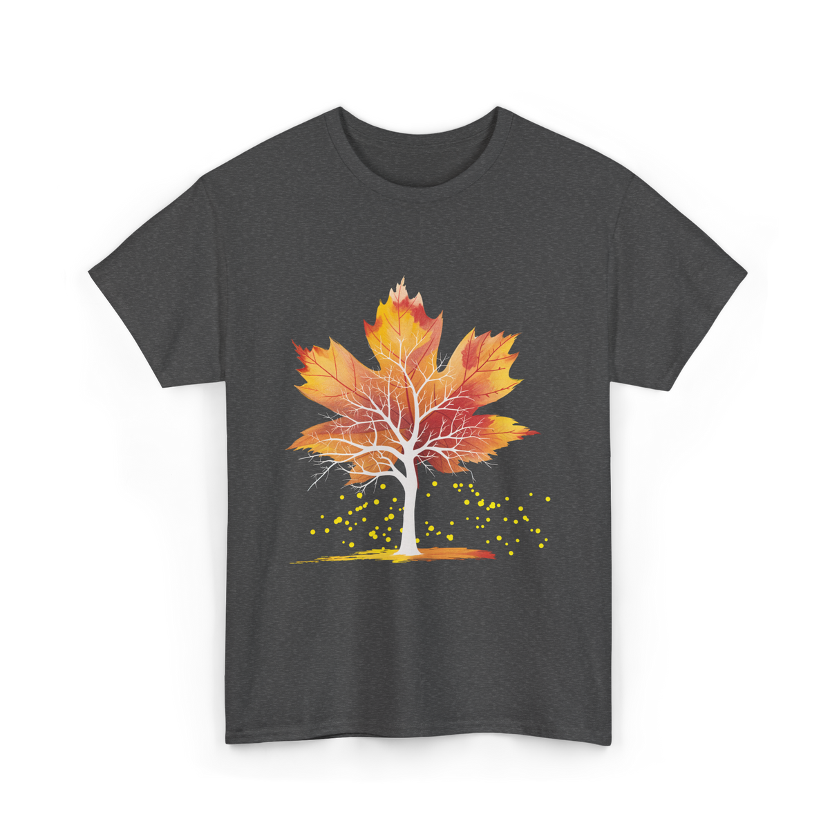 Maple Leaf Autumn Tree Fall T-Shirt - Dark Heather