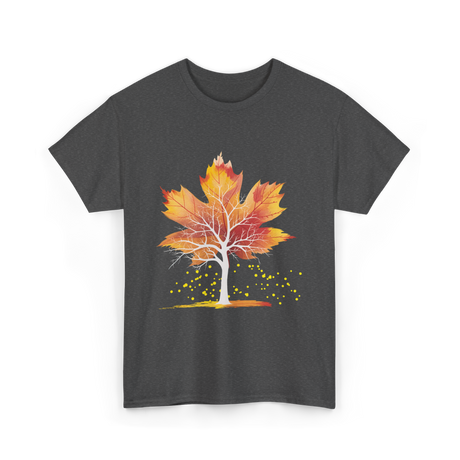 Maple Leaf Autumn Tree Fall T-Shirt - Dark Heather