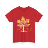 Maple Leaf Autumn Tree Fall T-Shirt - Red