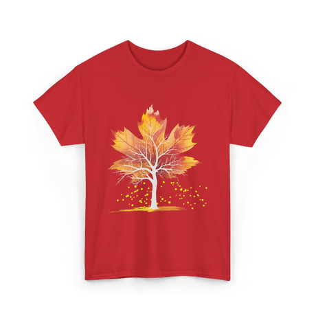 Maple Leaf Autumn Tree Fall T-Shirt - Red