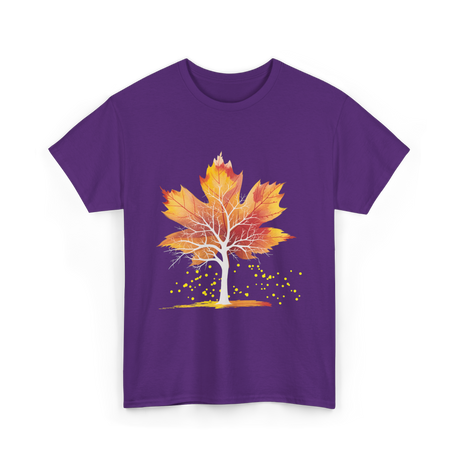 Maple Leaf Autumn Tree Fall T-Shirt - Purple