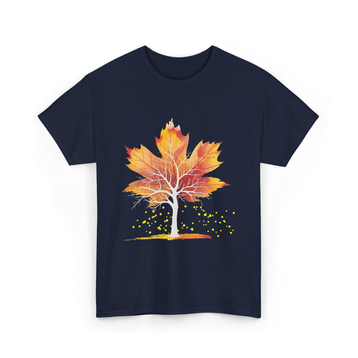 Maple Leaf Autumn Tree Fall T-Shirt - Navy