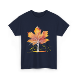 Maple Leaf Autumn Tree Fall T-Shirt - Navy