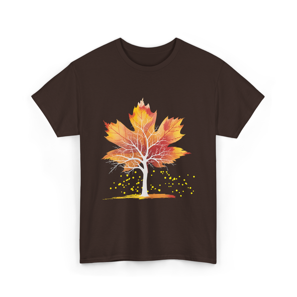 Maple Leaf Autumn Tree Fall T-Shirt - Dark Chocolate