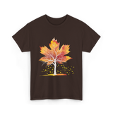 Maple Leaf Autumn Tree Fall T-Shirt - Dark Chocolate