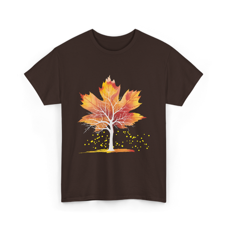 Maple Leaf Autumn Tree Fall T-Shirt - Dark Chocolate