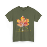 Maple Leaf Autumn Tree Fall T-Shirt - Military Green