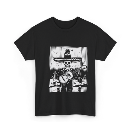 Mariachi Skeleton Dia De Los Muertos T-Shirt - Black