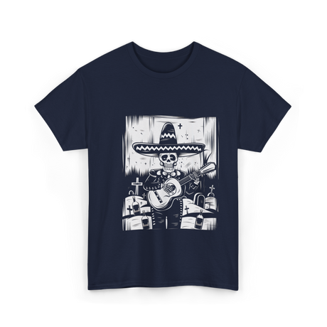 Mariachi Skeleton Dia De Los Muertos T-Shirt - Navy