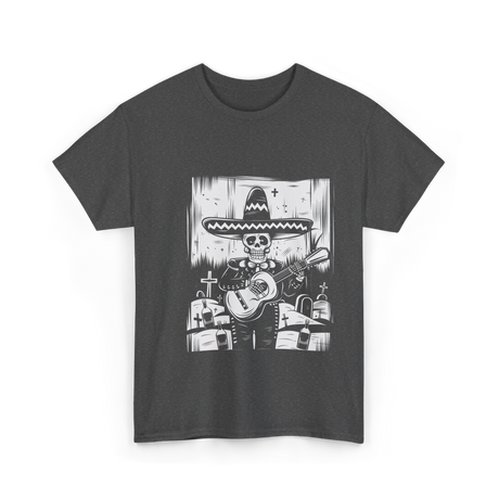 Mariachi Skeleton Dia De Los Muertos T-Shirt - Dark Heather