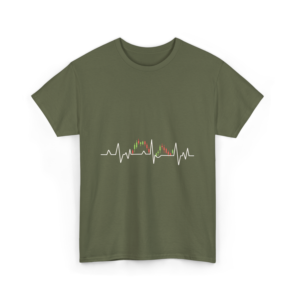 Market Pulse Trading Chart T-Shirt - Military Green