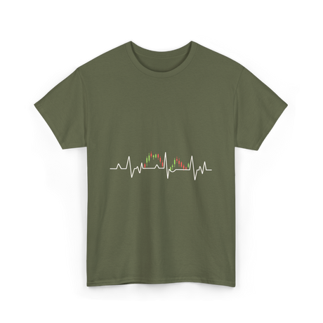 Market Pulse Trading Chart T-Shirt - Military Green