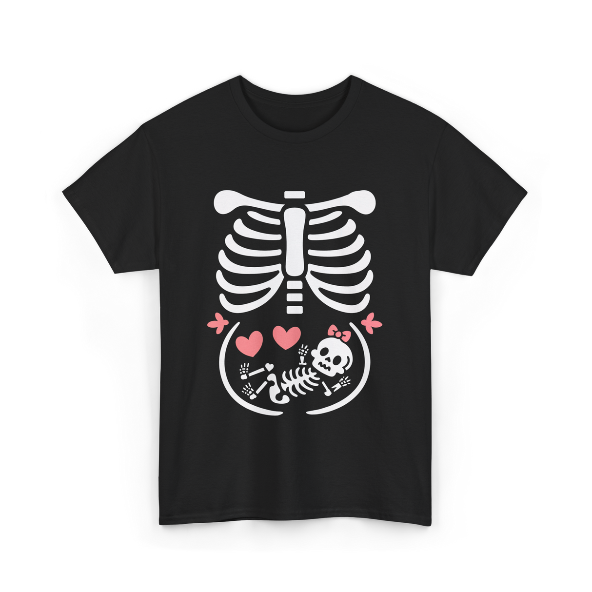 Maternity Skeleton Baby Halloween Skeleton T-Shirt - Black