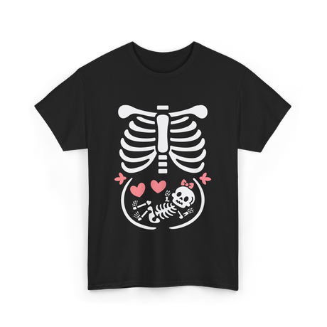 Maternity Skeleton Baby Halloween Skeleton T-Shirt - Black