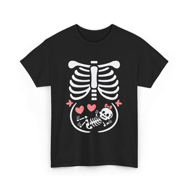 Maternity Skeleton Baby Halloween Skeleton T-Shirt - Black