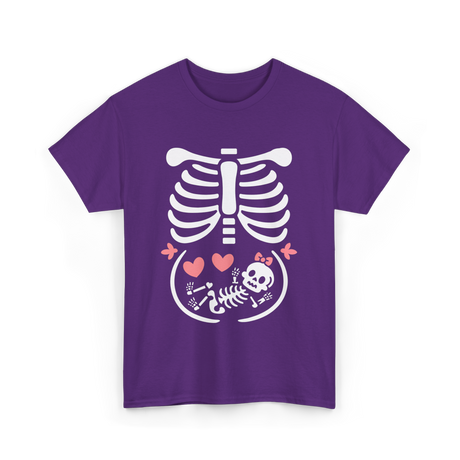 Maternity Skeleton Baby Halloween Skeleton T-Shirt - Purple