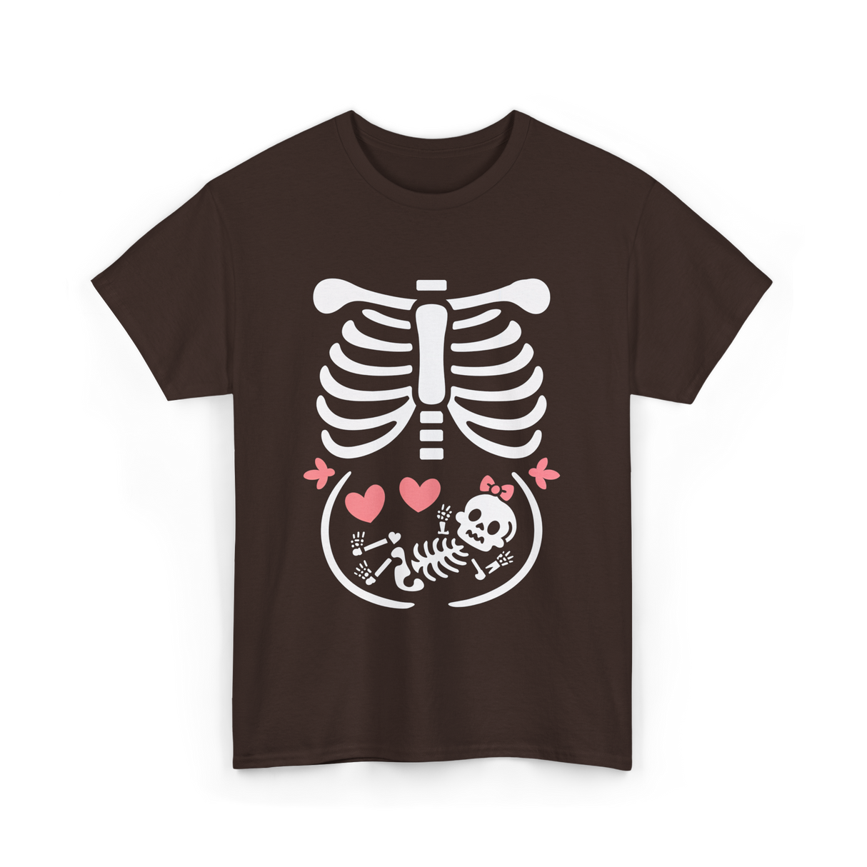 Maternity Skeleton Baby Halloween Skeleton T-Shirt - Dark Chocolate