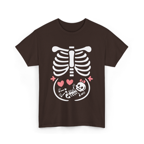 Maternity Skeleton Baby Halloween Skeleton T-Shirt - Dark Chocolate