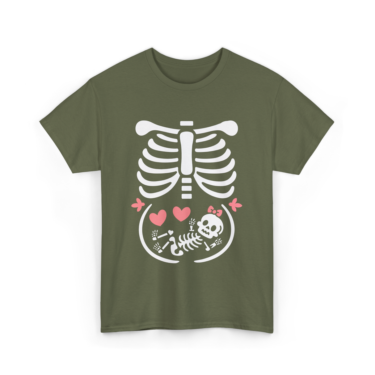 Maternity Skeleton Baby Halloween Skeleton T-Shirt - Military Green