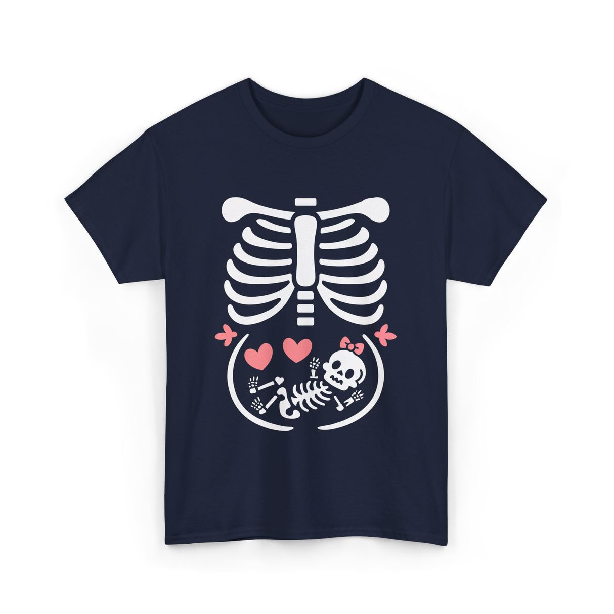 Maternity Skeleton Baby Halloween Skeleton T-Shirt - Navy